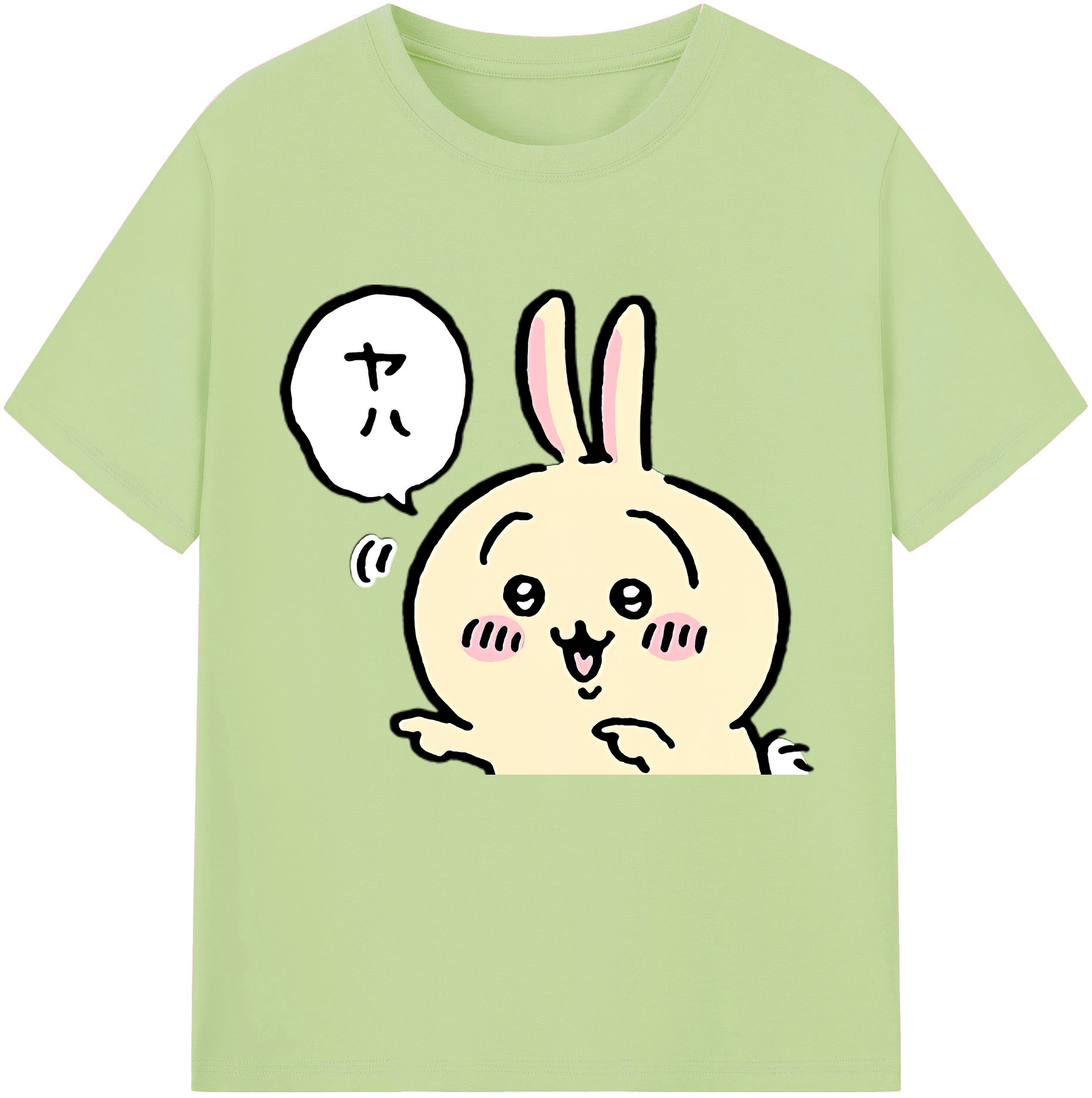 （画像用） ちいかわ うさぎ Chii-kawa usagi 綿100％半袖Tシャツ（フロントプリント）